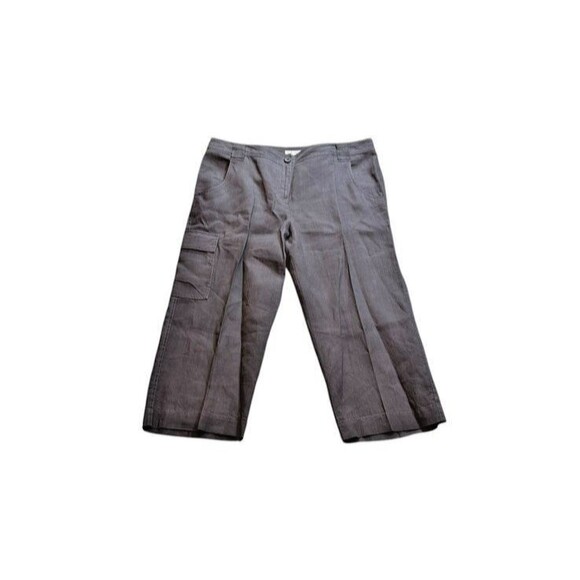 Eileen Fisher Capris Women’s Size Large Linen Cropped Pants Cargo Pocket Capris - Picture 1 of 8